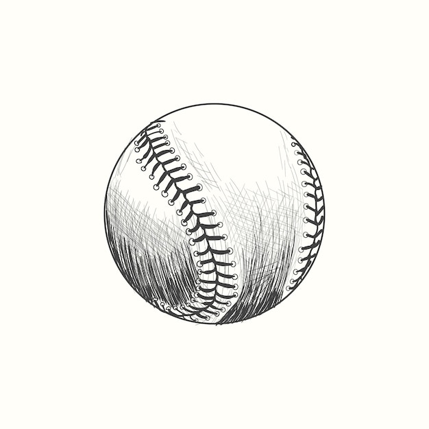 Ilustración de vector de softbol de béisbol en negro Dibujo detallado de estilo vintage