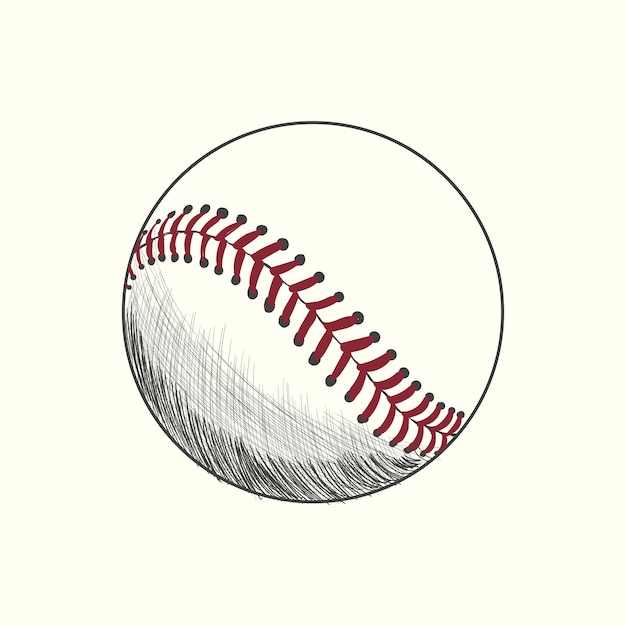 Ilustración de vector de softbol de béisbol en negro Dibujo detallado de estilo vintage