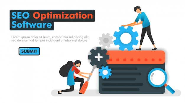 Ilustración de vector de software de optimización seo