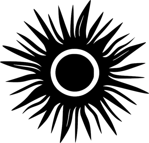 Vector ilustración de vector de sol blanco y negro