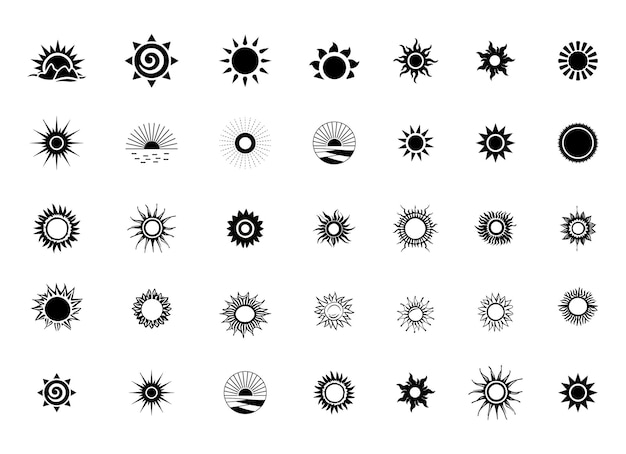 Ilustración De Vector De Sol Imágenes Prediseñadas Gran Colección Diseño De Sol Gratis Elemento De Sol Conjunto Aislado Luz Del Sol