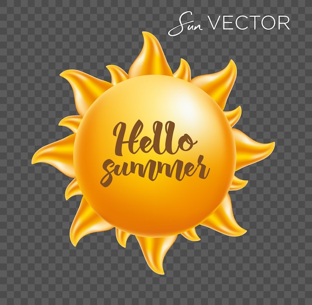 Ilustración de vector de sol de verano realista 3d