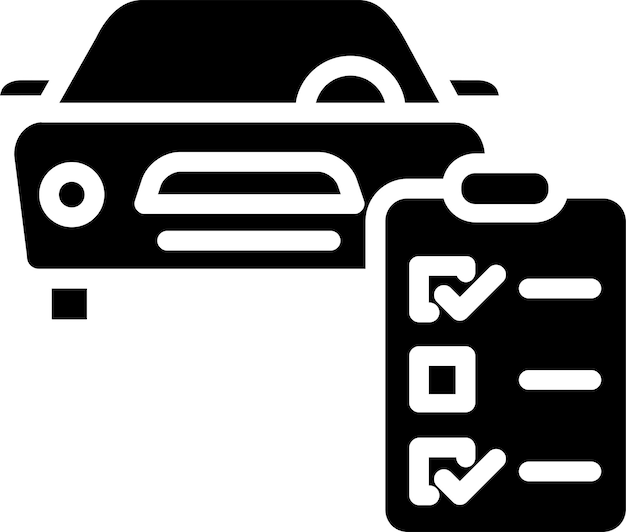 Ilustración del vector sólido y glifo de la lista de comprobación de automóviles