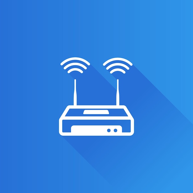Ilustración de vector de sombra larga de icono de color plano de enrutador de Internet