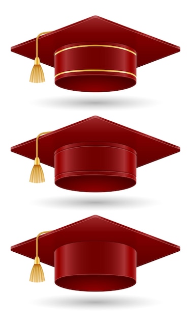 Ilustración de vector de sombrero graduado de universidad y academia aislado sobre fondo blanco