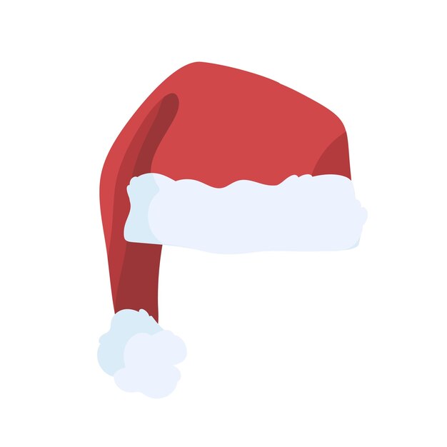 Ilustración de vector de sombrero de navidad. sombrero rojo de santa claus con pompón blanco aislado sobre fondo blanco. elemento de vestuario de celebración de vacaciones de temporada de invierno festivo. gorro rojo esponjoso con pelo.