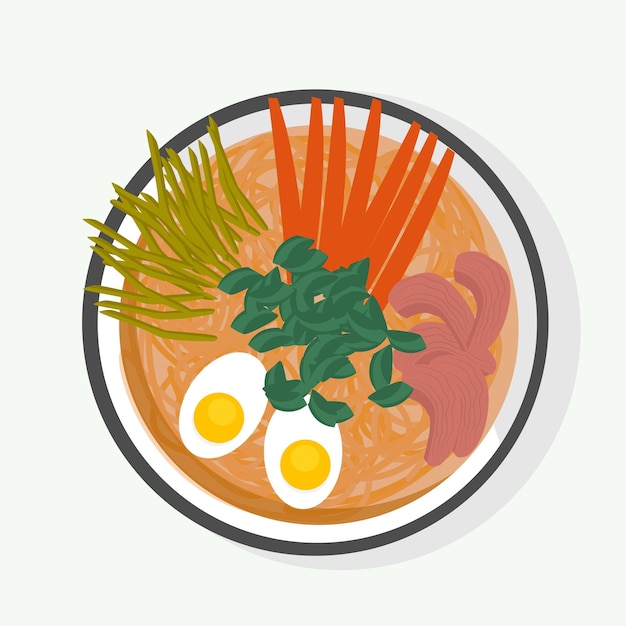 Ilustración de vector de sopa de fideos chinos de comida de cocina china