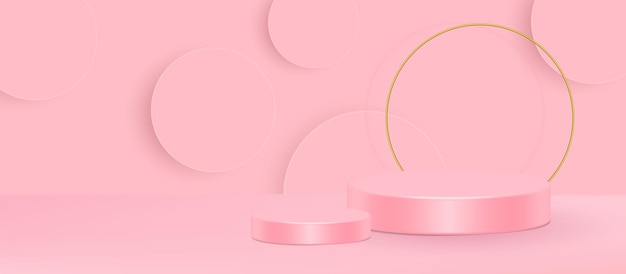 Ilustración de vector de soporte 3d. Forma geométrica rosa crema escena mínima ilustración vectorial 3d.