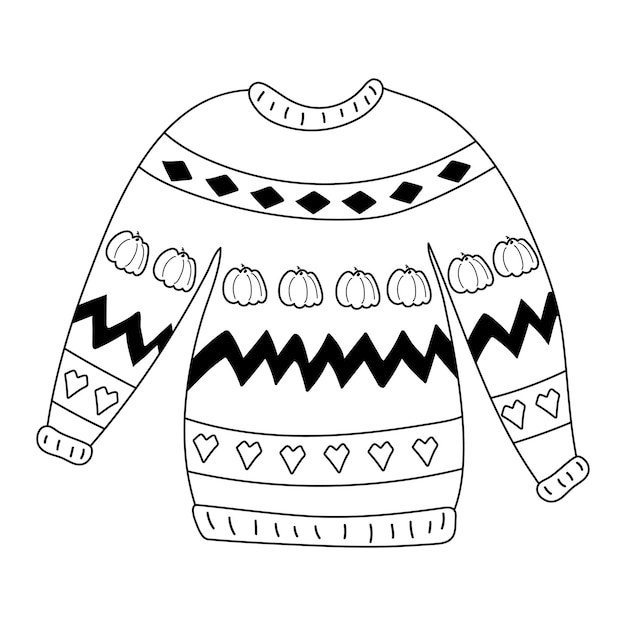 Ilustración de vector de suéter de dibujos animados de garabato Concepto acogedor para la decoración de otoño e invierno
