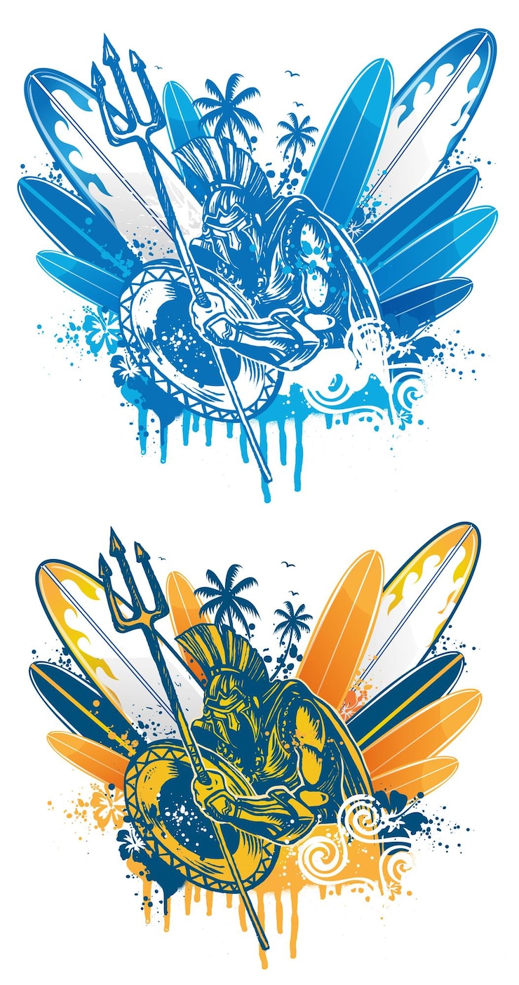 Ilustración de vector de surfistas Poseidón