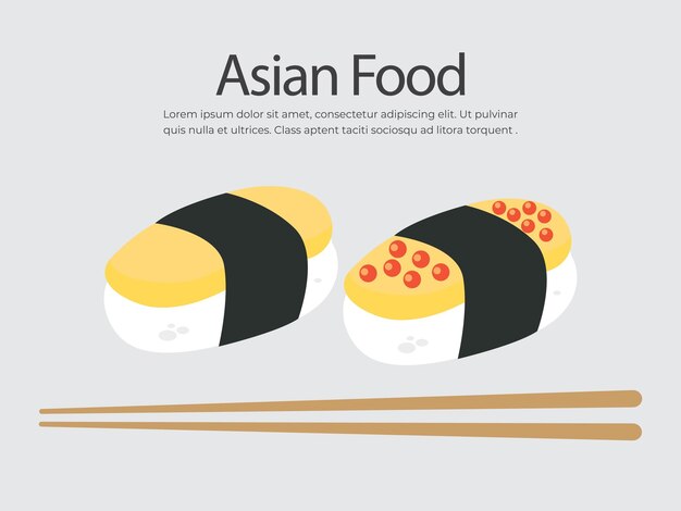 Ilustración de vector de sushi de comida asiática