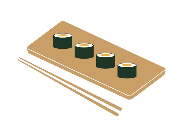 Ilustración de vector de sushi de comida asiática