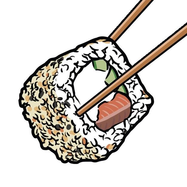 Ilustración de vector de sushi japonés