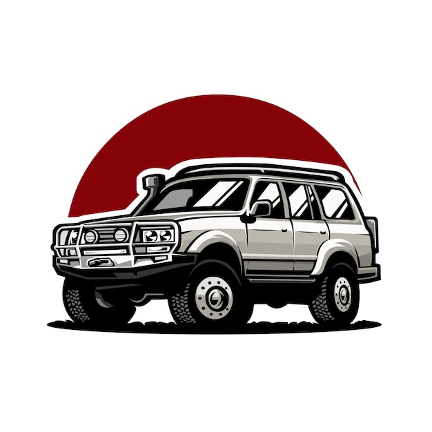 Ilustración de vector de SUV por tierra aislado. Lo mejor para las industrias relacionadas con la automoción al aire libre