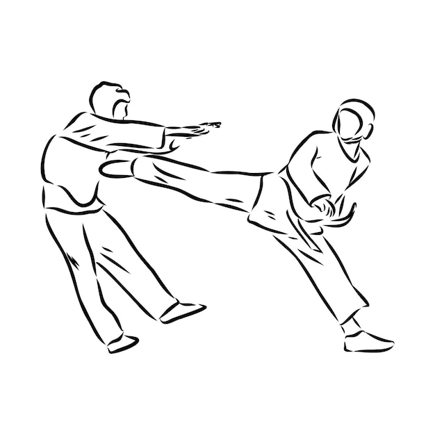 Ilustración de vector de taekwondo dibujado a mano de taekwondo