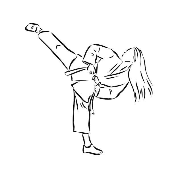 Ilustración del vector de taekwondo dibujado a mano