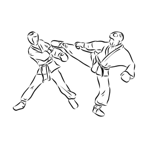Ilustración del vector de taekwondo dibujado a mano