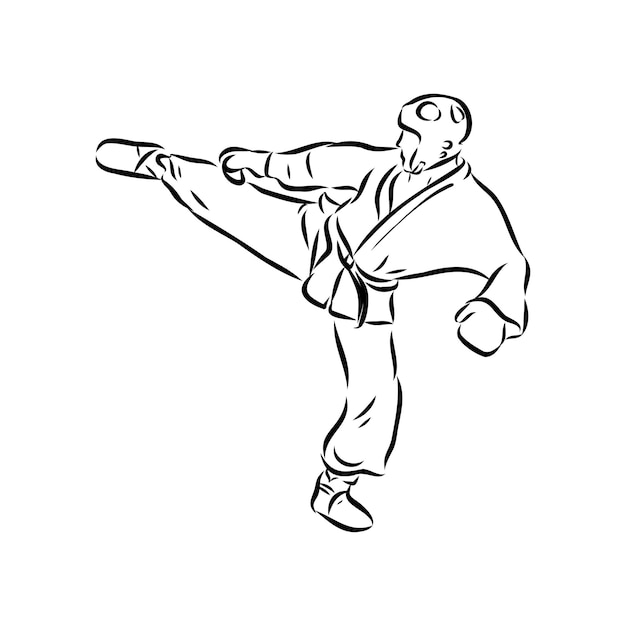 Ilustración del vector de taekwondo dibujado a mano