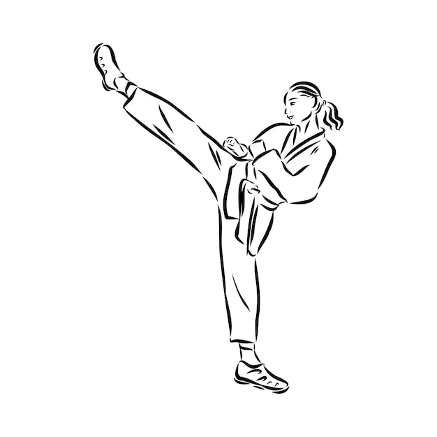 Ilustración del vector de taekwondo dibujado a mano