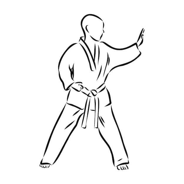 Ilustración del vector de taekwondo dibujado a mano