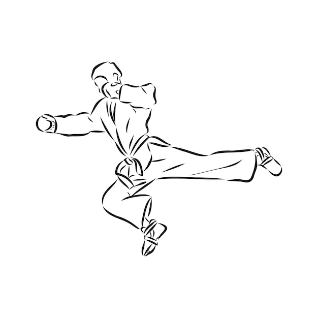 Ilustración del vector de taekwondo dibujado a mano