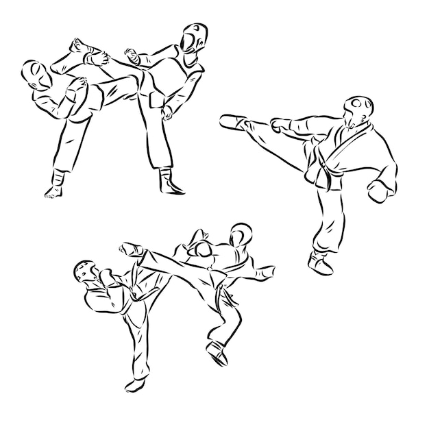 Ilustración del vector de taekwondo dibujado a mano