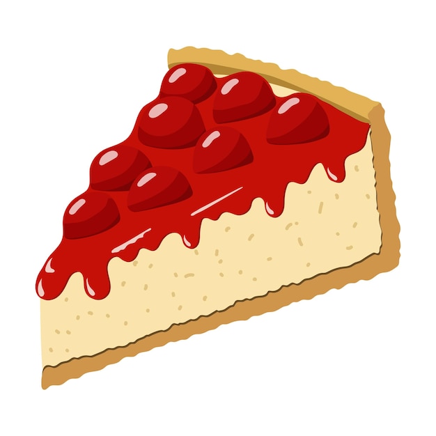 Ilustración de vector de tarta de queso cereza sobre un fondo blanco
