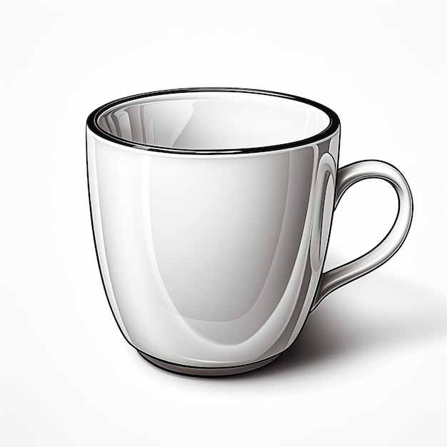 Ilustración de vector de taza blanca 3 d Dibujo simple Logotipo de taza 3d Impresión de ilustración de contorno de taza