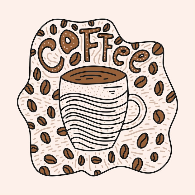 ILUSTRACIÓN DEL VECTOR DE LA TAZA DE CAFÉ DOODLE