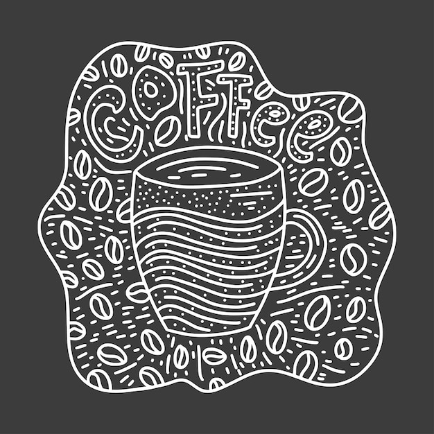 ILUSTRACIÓN DEL VECTOR DE LA TAZA DE CAFÉ DOODLE