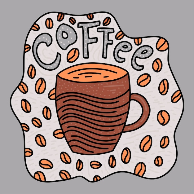 Ilustración del vector de la taza de café doodle