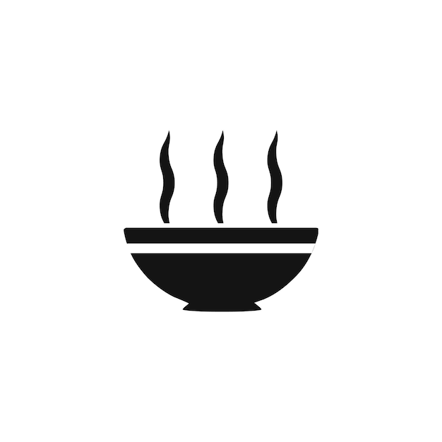 ilustración de vector de tazón de sopa caliente plana simple, adecuada para logotipos de ventas de alimentos, etc.