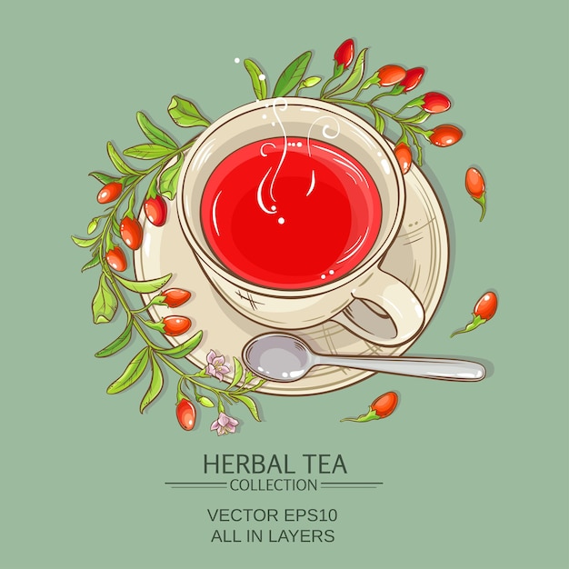 Ilustración de vector de té de goji