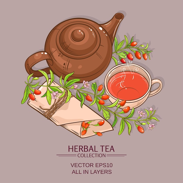Ilustración de vector de té de goji