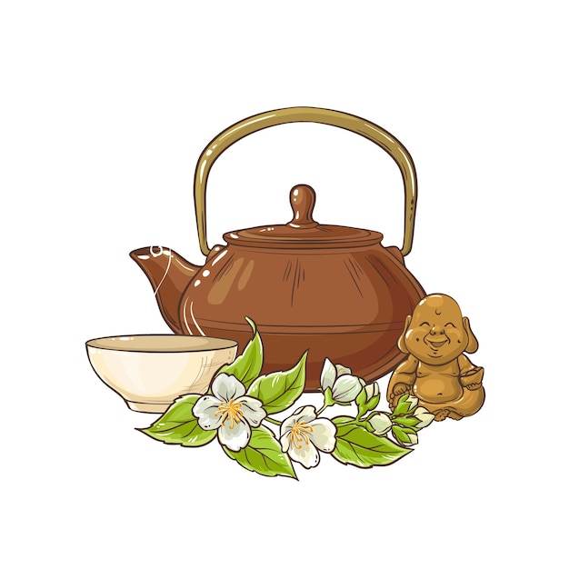 Ilustración de vector de té de jazmín