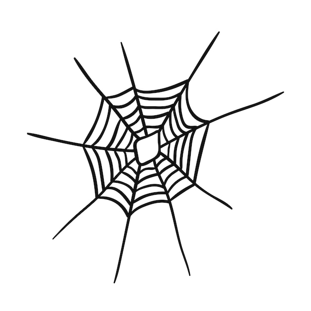 Ilustración de vector de tela de araña Dibujado a mano doodle tela de araña Decoración de Halloween pegatina tarjetas de felicitación textil