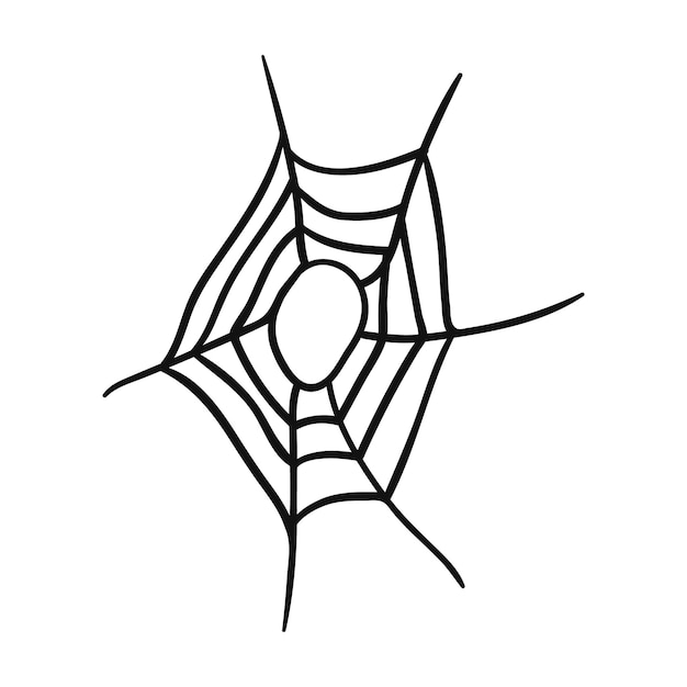 Ilustración de vector de tela de araña dibujado a mano doodle tela de araña decoración de halloween pegatina tarjetas de felicitación textil