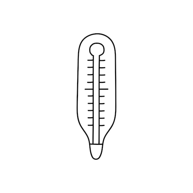 Ilustración de vector de termómetro dibujado a mano aislado sobre un fondo blanco