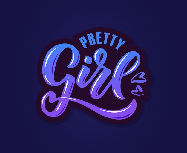 Ilustración de vector de texto de pretty girl para ropa de niñas tarjeta de icono de etiqueta de insignia de pretty girl eps 10