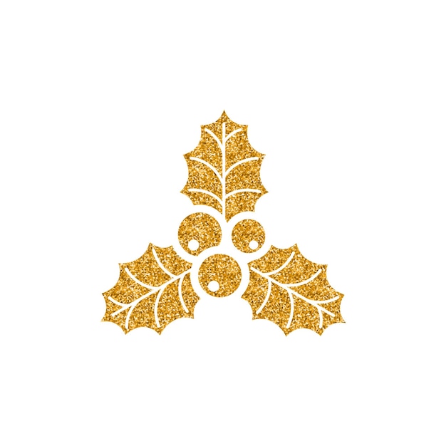 Ilustración de vector de textura de brillo dorado de icono de hojas de acebo