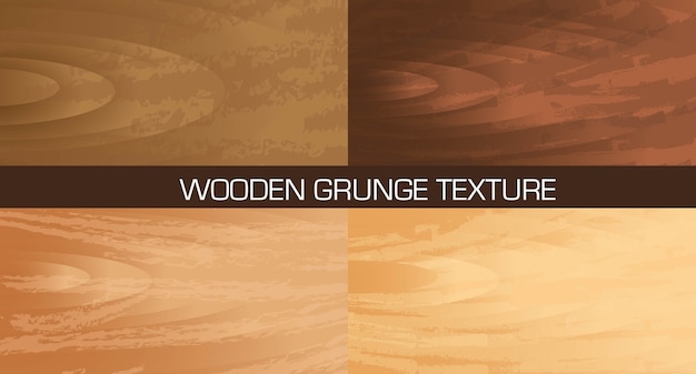 Ilustración de vector de textura de grunge de cuatro texturas de madera