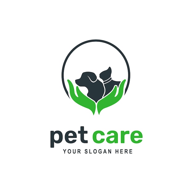 Ilustración de vector de tienda de mascotas de logotipo de cuidado de mascotas