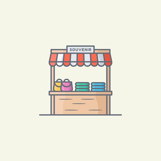 Ilustración de vector de tienda de souvenirs