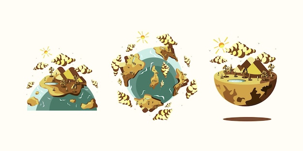 Ilustración Vector Tierra Tarde Paisaje