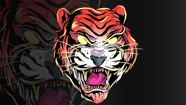 Ilustración de vector de tigre agresivo