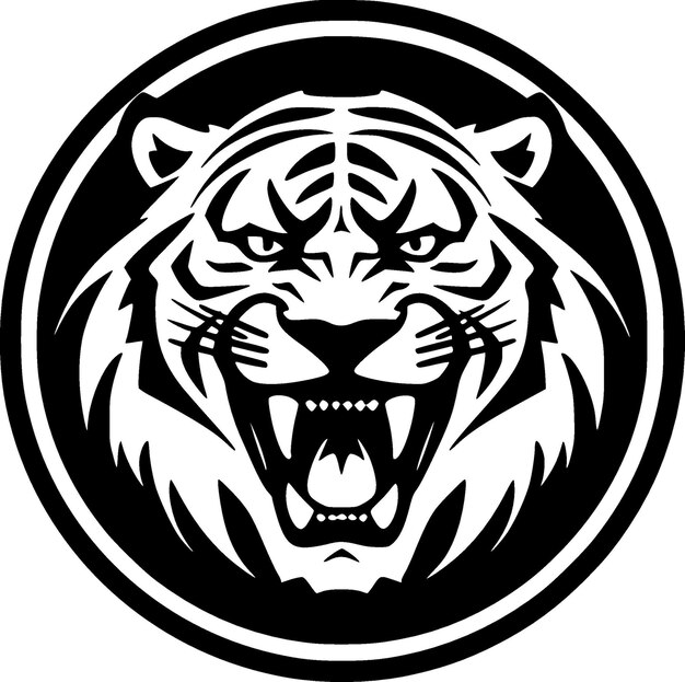 Ilustración de Vector de tigre blanco y negro