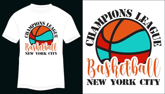 Ilustración de vector de tipografía de diseño de camiseta de la ciudad de Nueva York de baloncesto de la liga de campeones