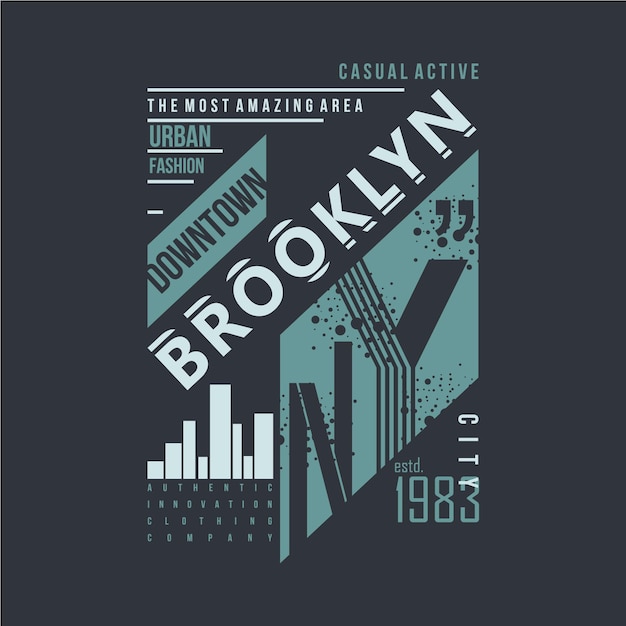 Ilustración de vector de tipografía de diseño de camiseta gráfica de la ciudad de brooklyn nueva york