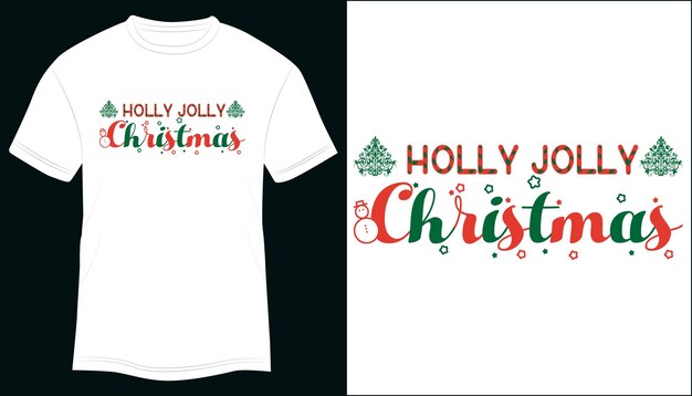 Ilustración de vector de tipografía de diseño de camiseta de Holly Jolly Christmas