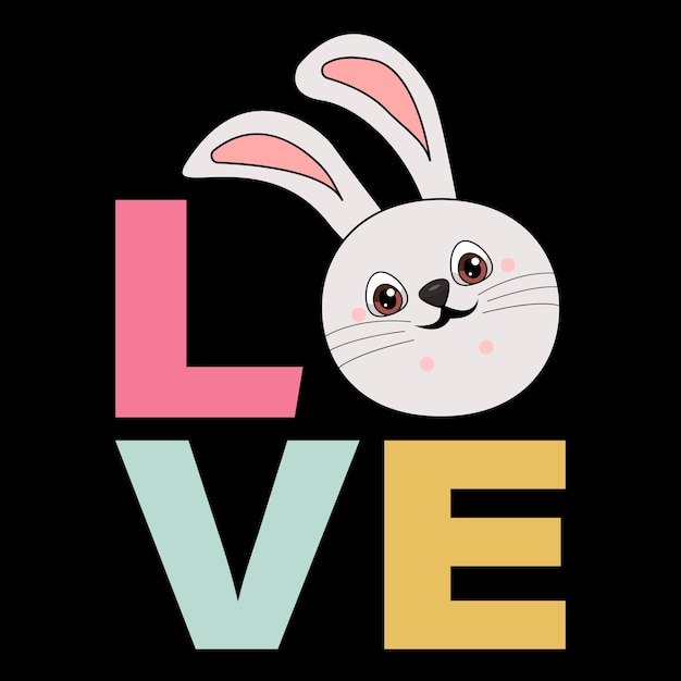 Ilustración de vector de tipografía de diseño de camiseta Love Bunny